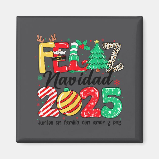 Imã Feliz Navidad 2025 Spanish Christmas Mexican Famil (Frente)