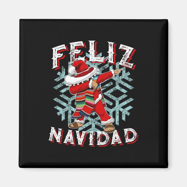 Imã Feliz Navidad Dabbing Christmas Sombrero (Frente)