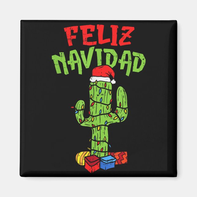 Imã Feliz Navidad Shirt Mexican Christmas Cactus Xmas  (Frente)