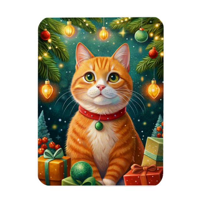 Ímã Feliz navidad te desea mi gato naranja (Vertical)