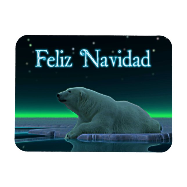 Ímã Feliz Navidad - Urso Polar de Borda do Gelo (Horizontal)