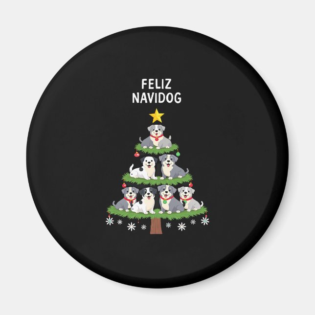 Imã Feliz Navidog Christmas Dog T-Shirt, Funny Cute Xm (Frente)