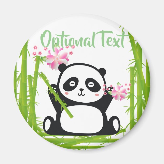 Imã Feliz Panda com Bamboo e Flor de Cereja (Frente)
