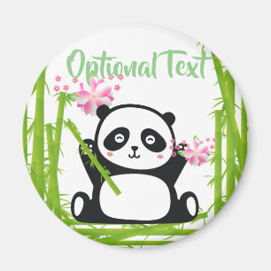 Imã Feliz Panda com Bambu e Flor de Cereja