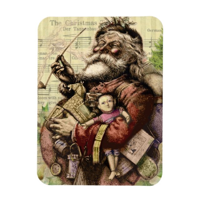 Ímã Feliz Papai Noel e a Árvore de Natal (Vertical)