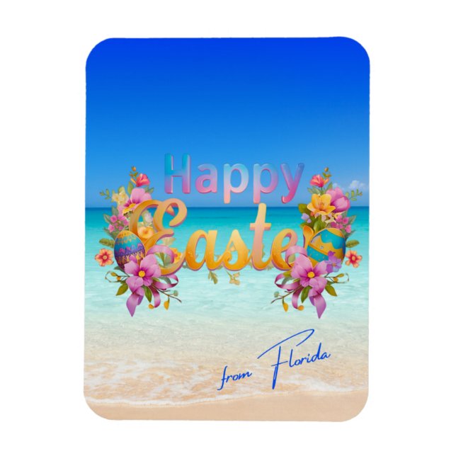 Ímã Feliz Páscoa da Florida Tropical Beach (Vertical)