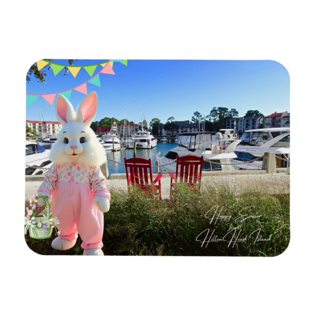 Ímã Feliz Páscoa de Harbour Town, Ilha de Hilton Head (Horizontal)