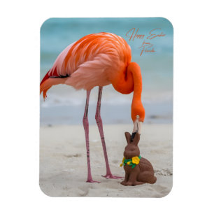Ímã Feliz Páscoa do Flamingo da Flórida na Praia