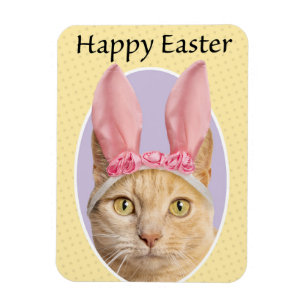 Ímã Feliz Páscoa Para Qualquer Gato Tabby Laranja Fofo