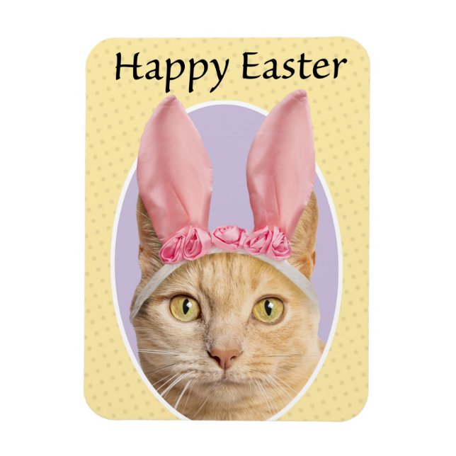 Ímã Feliz Páscoa Para Qualquer Gato Tabby Laranja Fofo (Vertical)