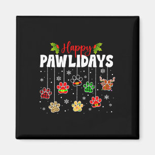 Imã Feliz Pawlidays Natal Cachorro Pata Natal Caninos 