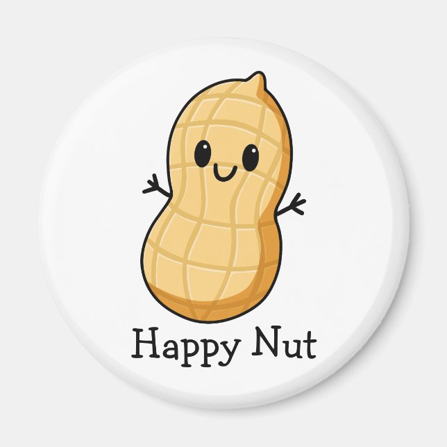 Imã Feliz Peanut Kawaii Cartoon – Noz Sorridente Fofa  (Frente)