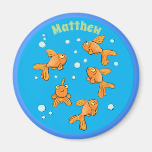 Imã Feliz peixe dourado com ímã de desenho azul