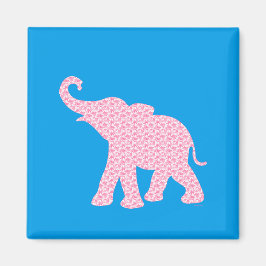 Imã Feliz Pink Elephant-Art Pattern Cute