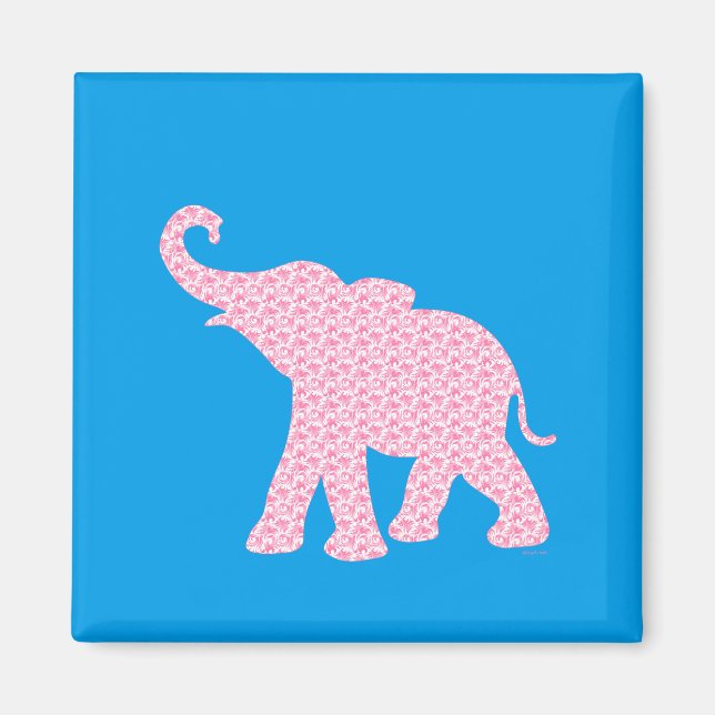Imã Feliz Pink Elephant-Art Pattern Cute (Frente)
