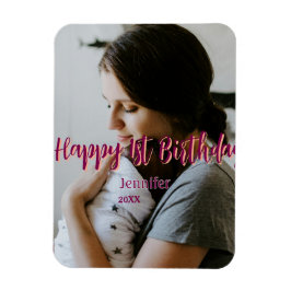 Ímã Feliz primeiro aniversario, bebê mãe vermelha, lar