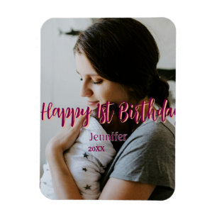 Ímã Feliz primeiro aniversario, bebê mãe vermelha, lar