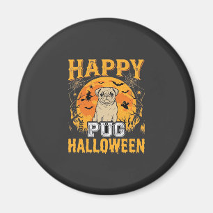 Imã Feliz Pug Desenho de Cachorro Assustador de Hallow