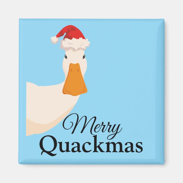 Imã Feliz Quackmas, desenho animado de Natal Duck (Frente)