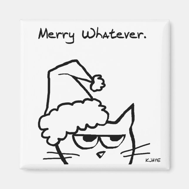 Imã Feliz Qualquer - Natal Engraçado Do Gato (Frente)