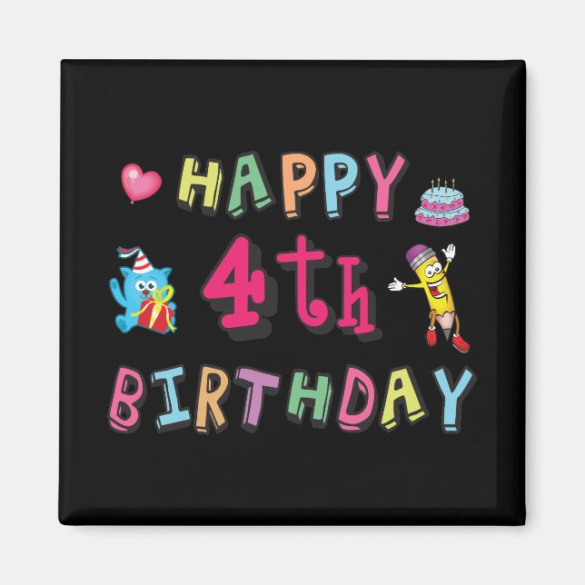 Imã Feliz quarto aniversário. 4 anos por dia. (Frente)
