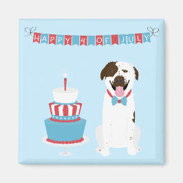 Imã Feliz Quatro de Julho Cachorro Vermelho Branco Azu