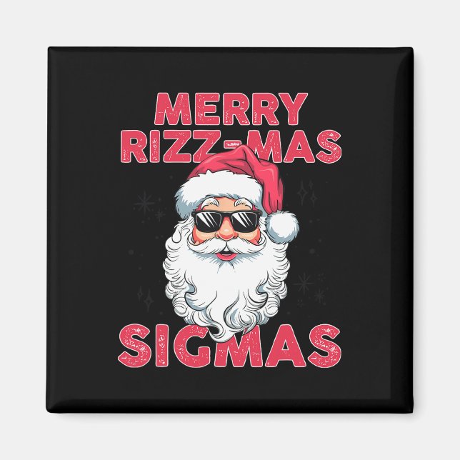 Imã Feliz Rizz Mas Sigmas Engraçado Papai Noel Natal (Frente)