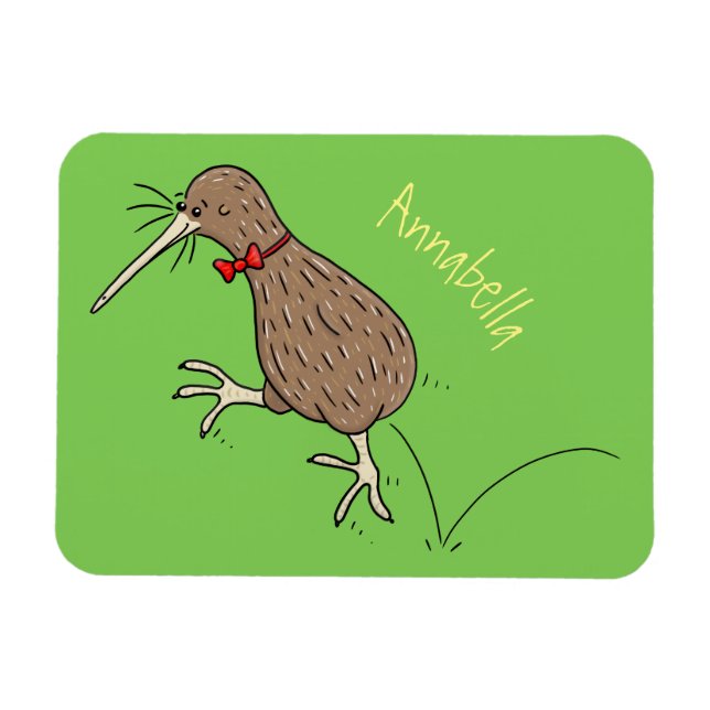 Ímã Feliz salto em kiwi com design de desenho de arco (Horizontal)
