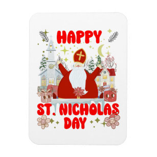 Ímã Feliz Santo Nicholas Day retro decoração inverno