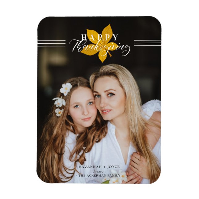 Ímã Feliz Script de Ação de Graças Deixa Foto Personal (Vertical)