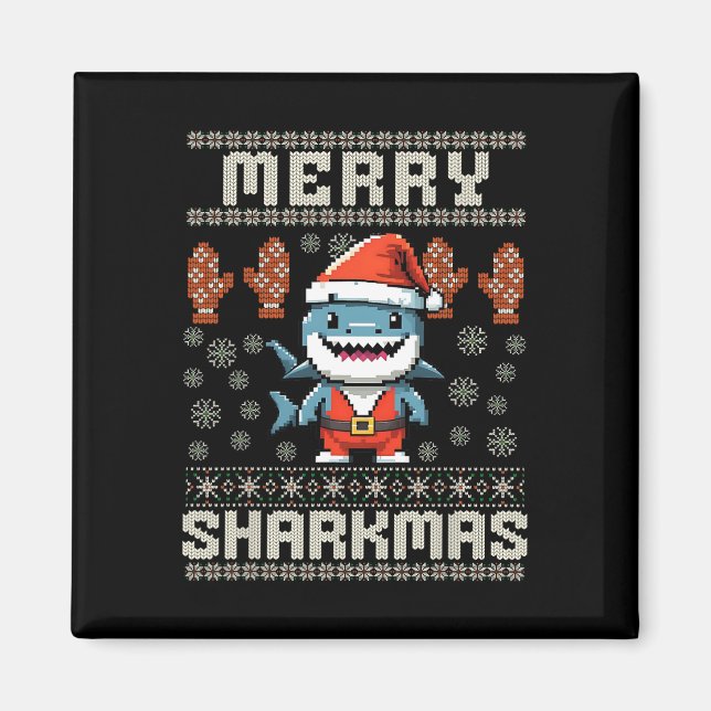 Imã Feliz Sharkmas Natal Ugly Xmas Kids Shar (Frente)