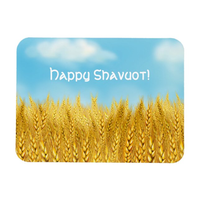 Ímã Feliz Shavuot Dourado Trigo Campo Azul Céu Belo Ar (Horizontal)