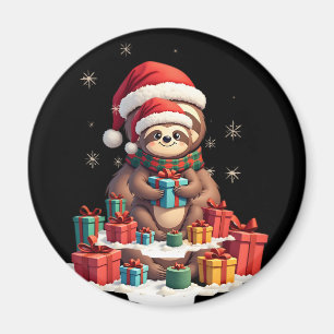 Imã Feliz Slothmas Linda preguiça de Natal Chapéu Sant