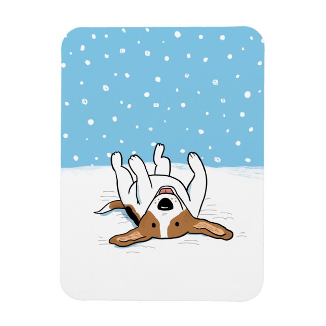 Ímã Feliz Snow Beagle Inverno - Cachorro de Cartoon Bo (Vertical)