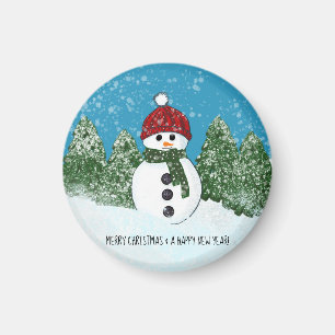 Imã Feliz Snowman Feliz Natal e Feliz ano novo