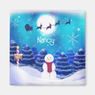 Imã Feliz Snowman Personalizado de Natal