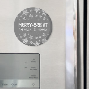 Imã Feliz Sparkle Star cinza de prata de Natal brilhan