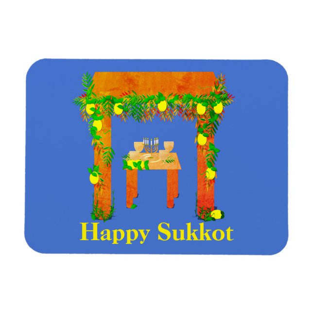 Ímã Feliz Sukkot, Personalizado (Horizontal)