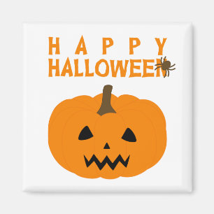 Imã Feliz texto de Halloween e abóbora sobre o ímã