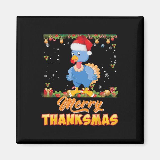 Imã Feliz Thanksmas Turquia Papai noel Elf Ação de Gra (Frente)