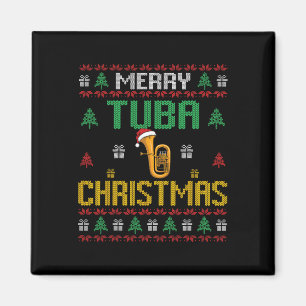 Imã Feliz Tuba Christmas Funny Tuba Player Ugly Xmas H