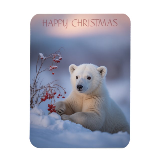 Ímã Feliz Urso de Natal (Vertical)
