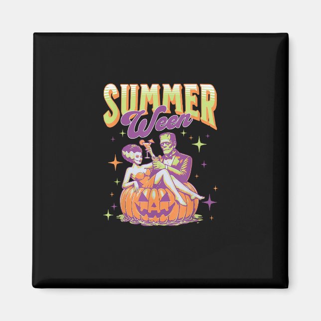 Imã Feliz Verão Retro Divertido Monstro Frankenstein  (Frente)