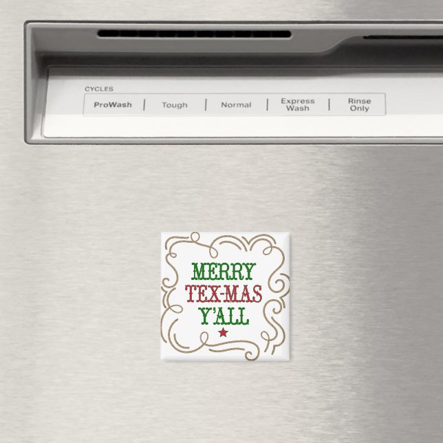 Imã Feliz Vermelha e Verde Natal Tex-Mas Y'all (In Situ (Dishwasher))