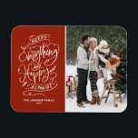 Ímã Feliz Vermelha Tudo e Foto Sempre Feliz<br><div class="desc">Feliz tudo,  e feliz sempre! Envie cartões de natal quentes para a família e amigos com este ímã de fotos de feriado personalizável. Apresenta caligrafia festiva moderna. Personalize este ímã de fotos de feriado adicionando seus detalhes. Este moderno ímã fotográfico de feriado está disponível em outros estoques de papelão.</div>