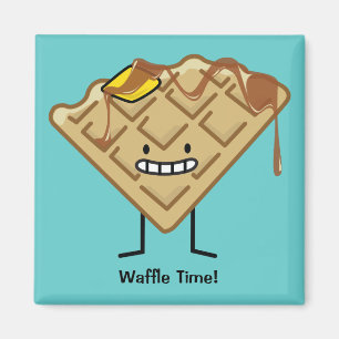 Imã Feliz Waffle com xarope e manteiga