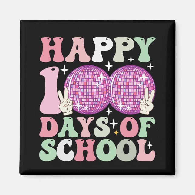 Imã Felizes 100 Dias De Escola Bola De Disco Groovy Re (Frente)