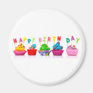 Imã Felizes Cupcakes de aniversário - Magnet