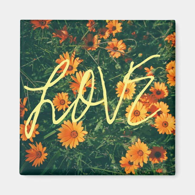 Imã Felizes Vibes Adoram Laranja Flores (Frente)