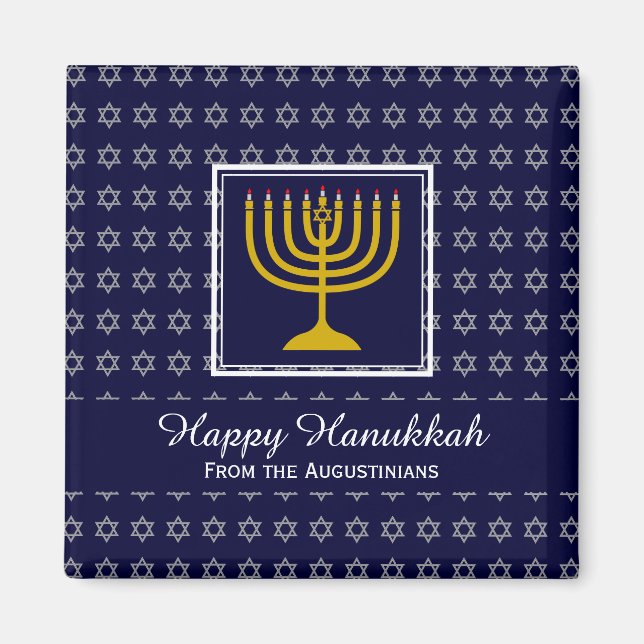 Imã FELIZMENTE FIGURA Azul Personalizada HANUKKAH Meno (Frente)